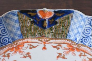 アンティーク雑貨　和製アンティーク　幕末明治期　色絵変形皿(2)