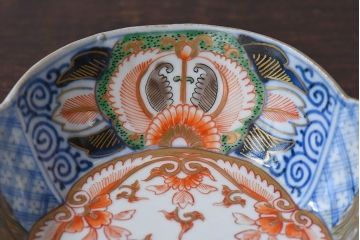 アンティーク雑貨　和製アンティーク　幕末明治期　色絵変形皿(2)