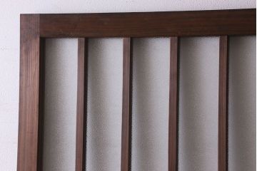 昭和レトロ　プレスガラス・すりガラス使用　ガラスのデザインが魅力的な檜材のガラス帯格子戸2枚セット(引き戸、格子戸、ガラス戸)