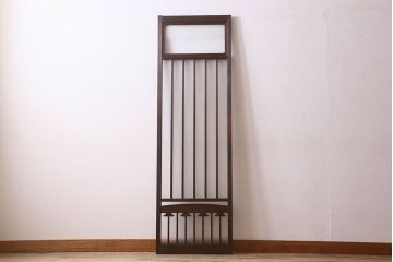 和製アンティーク　すりガラス　ダイヤガラス　意匠が魅力的なヒノキ材の格子戸(引き戸、ガラス戸)