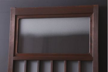 和製アンティーク　すりガラス　ダイヤガラス　意匠が魅力的なヒノキ材の格子戸(引き戸、ガラス戸)