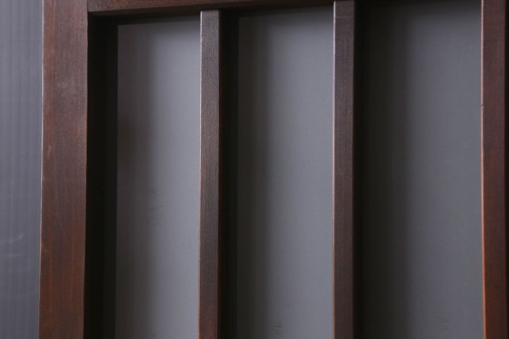 和製アンティーク　すりガラス　ダイヤガラス　意匠が魅力的なヒノキ材の格子戸(引き戸、ガラス戸)