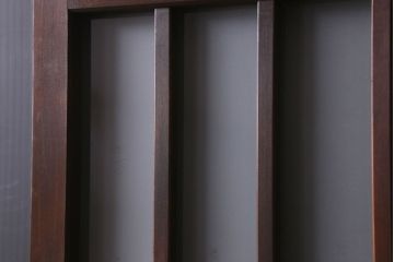和製アンティーク　すりガラス　ダイヤガラス　意匠が魅力的なヒノキ材の格子戸(引き戸、ガラス戸)
