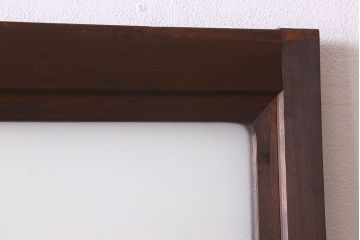 和製アンティーク　すりガラス　ダイヤガラス　意匠が魅力的なヒノキ材の格子戸(引き戸、ガラス戸)