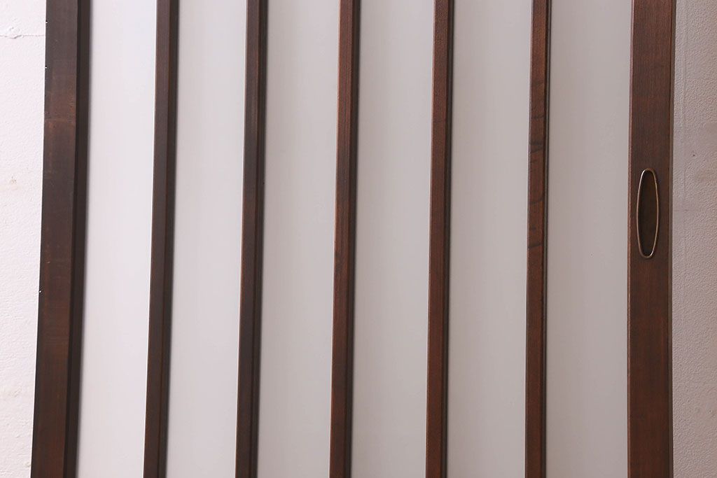 和製アンティーク　すりガラス　ダイヤガラス　意匠が魅力的なヒノキ材の格子戸(引き戸、ガラス戸)