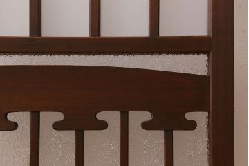 和製アンティーク　すりガラス　ダイヤガラス　意匠が魅力的なヒノキ材の格子戸(引き戸、ガラス戸)