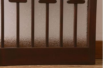 和製アンティーク　すりガラス　ダイヤガラス　意匠が魅力的なヒノキ材の格子戸(引き戸、ガラス戸)