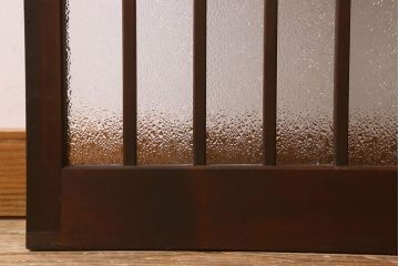 和製アンティーク　すりガラス　ダイヤガラス　意匠が魅力的なヒノキ材の格子戸(引き戸、ガラス戸)