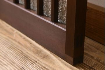和製アンティーク　すりガラス　ダイヤガラス　意匠が魅力的なヒノキ材の格子戸(引き戸、ガラス戸)