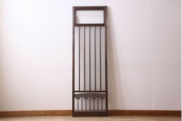 和製アンティーク　すりガラス　ダイヤガラス　意匠が魅力的なヒノキ材の格子戸(引き戸、ガラス戸)