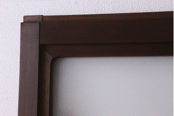 和製アンティーク　すりガラス　ダイヤガラス　意匠が魅力的なヒノキ材の格子戸(引き戸、ガラス戸)