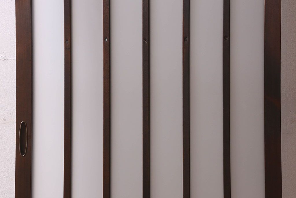 和製アンティーク　すりガラス　ダイヤガラス　意匠が魅力的なヒノキ材の格子戸(引き戸、ガラス戸)