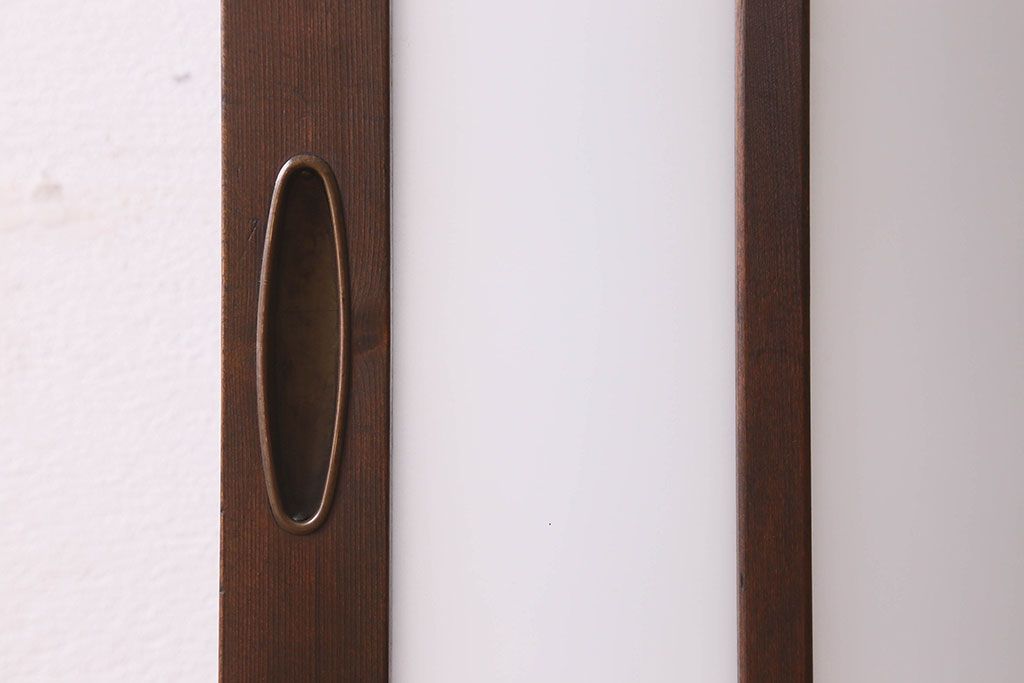 和製アンティーク　すりガラス　ダイヤガラス　意匠が魅力的なヒノキ材の格子戸(引き戸、ガラス戸)