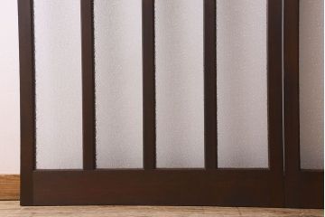 和製アンティーク　モダンな雰囲気漂う　ダイヤガラスが施されたヒノキ材のガラス戸2枚セット(引き戸)