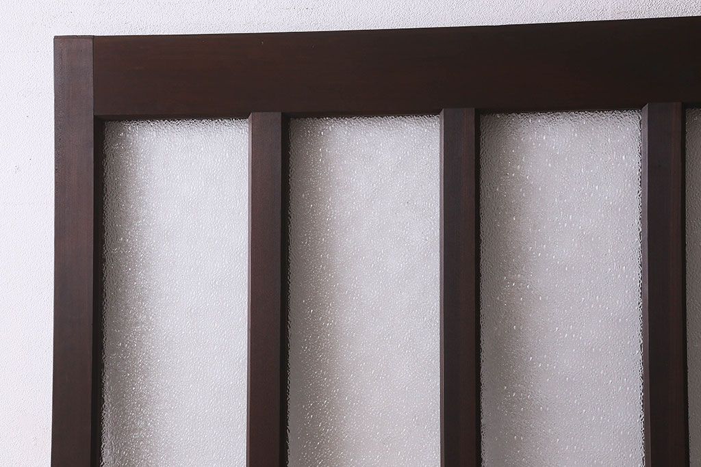 和製アンティーク　モダンな雰囲気漂う　ダイヤガラスが施されたヒノキ材のガラス戸2枚セット(引き戸)