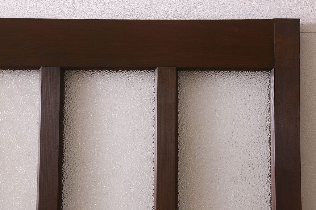 和製アンティーク　モダンな雰囲気漂う　ダイヤガラスが施されたヒノキ材のガラス戸2枚セット(引き戸)