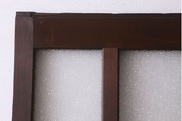 和製アンティーク　モダンな雰囲気漂う　ダイヤガラスが施されたヒノキ材のガラス戸2枚セット(引き戸)