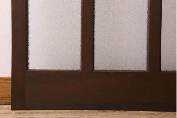 和製アンティーク　モダンな雰囲気漂う　ダイヤガラスが施されたヒノキ材のガラス戸2枚セット(引き戸)