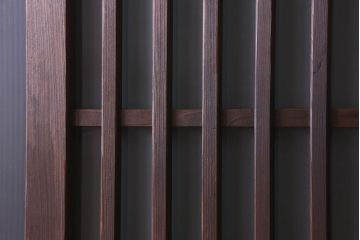 昭和期　すりガラス入り!縦桟が魅力的な格子戸(引き戸、ガラス戸)2枚セット(1)