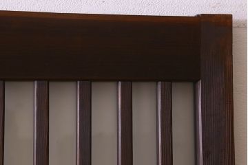 昭和期　すりガラス入り!縦桟が魅力的な格子戸(引き戸、ガラス戸)2枚セット(1)