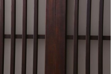 昭和期　すりガラス入り!縦桟が魅力的な格子戸(引き戸、ガラス戸)2枚セット(1)