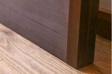 昭和期　すりガラス入り!縦桟が魅力的な格子戸(引き戸、ガラス戸)2枚セット(1)