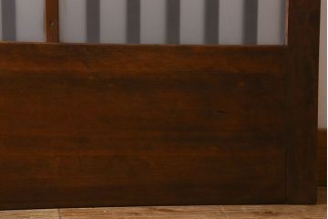 昭和期　すりガラス入り!縦桟が魅力的な格子戸(引き戸、ガラス戸)2枚セット(1)