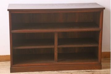 レトロ家具　和製アンティーク　栗材　欅材　チェッカーガラス入り　レトロで実用的な収納棚(戸棚、食器棚、本箱)