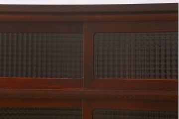 レトロ家具　和製アンティーク　栗材　欅材　チェッカーガラス入り　レトロで実用的な収納棚(戸棚、食器棚、本箱)