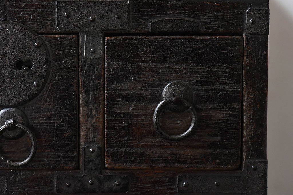 アンティーク雑貨　和製アンティーク　古い質感が味のある硯箱(小引き出し、小箱、小物入れ、木箱)