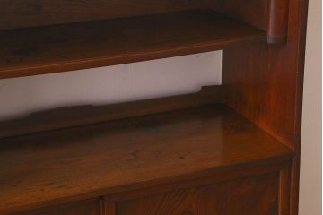 アンティーク家具　【展示品】和製アンティーク　明治〜大正期　木目が美しい総欅材の茶棚(収納棚、食器棚、飾り棚)