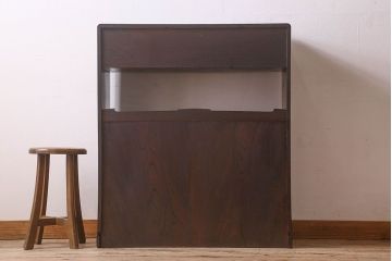 アンティーク家具　【展示品】和製アンティーク　明治〜大正期　木目が美しい総欅材の茶棚(収納棚、食器棚、飾り棚)