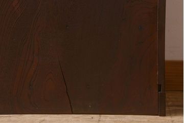アンティーク家具　【展示品】和製アンティーク　明治〜大正期　木目が美しい総欅材の茶棚(収納棚、食器棚、飾り棚)