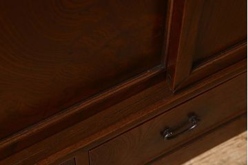 アンティーク家具　【展示品】和製アンティーク　明治〜大正期　木目が美しい総欅材の茶棚(収納棚、食器棚、飾り棚)