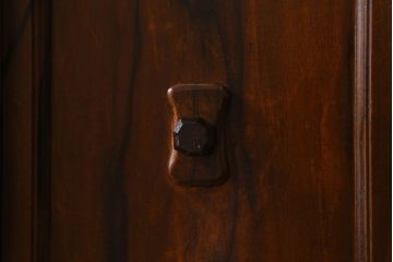 アンティーク家具　和製アンティーク　印象的な木目　総黒柿材の珍しい戸棚(茶棚、茶箪笥、収納棚)