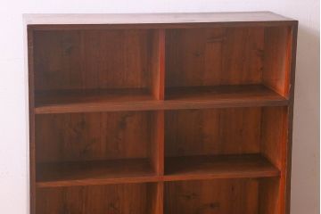 アンティーク家具　和製アンティーク　薄型　クリアガラス使用　味わい深い風合いの戸棚(収納棚、飾り棚、本箱)