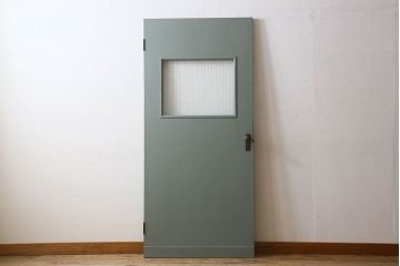 ペイント建具　銀モールガラス入りのレトロなドア(扉)