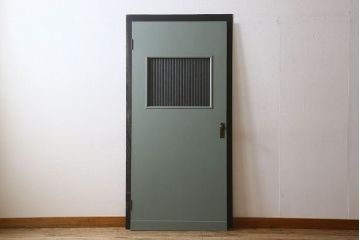 ペイント建具　銀モールガラス入りのレトロなドア(扉)