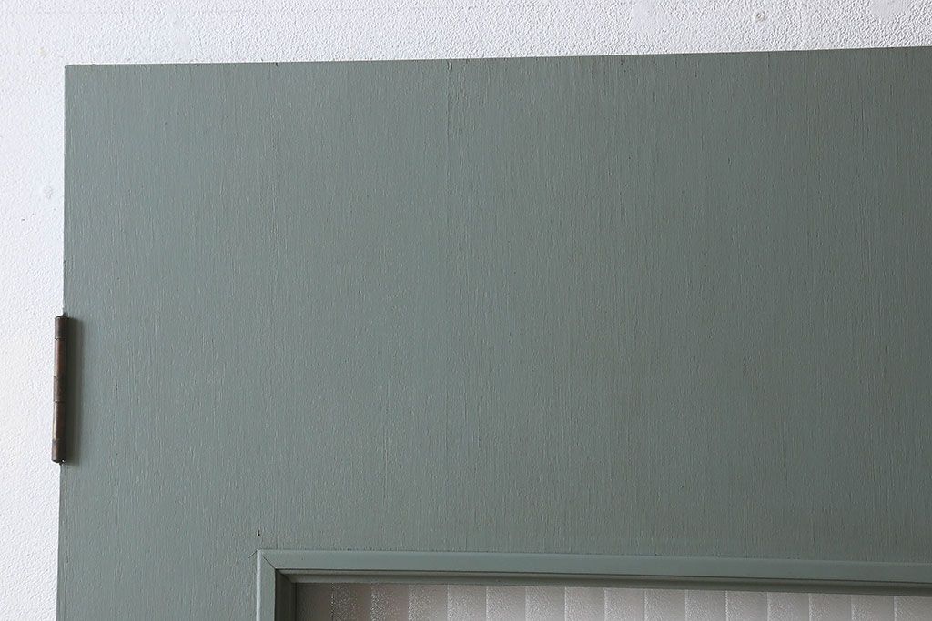 ペイント建具　銀モールガラス入りのレトロなドア(扉)