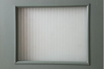 ペイント建具　銀モールガラス入りのレトロなドア(扉)