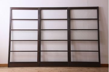 和製アンティーク　ダイヤガラス入り!深みのある木の色合いが素敵なガラス戸(引き戸)