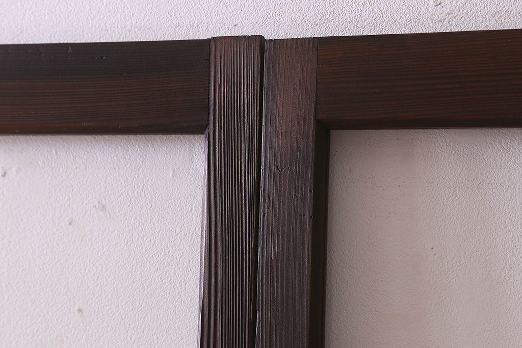 和製アンティーク　ダイヤガラス入り!深みのある木の色合いが素敵なガラス戸(引き戸)