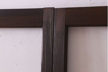 和製アンティーク　ダイヤガラス入り!深みのある木の色合いが素敵なガラス戸(引き戸)