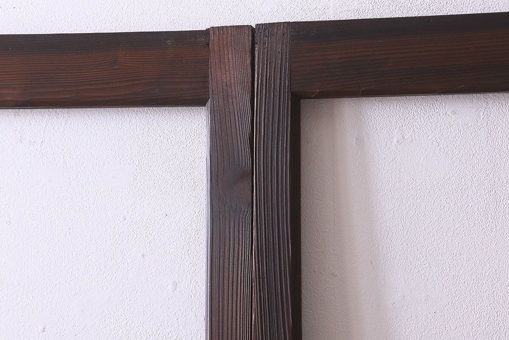 和製アンティーク　ダイヤガラス入り!深みのある木の色合いが素敵なガラス戸(引き戸)