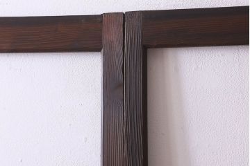 和製アンティーク　ダイヤガラス入り!深みのある木の色合いが素敵なガラス戸(引き戸)