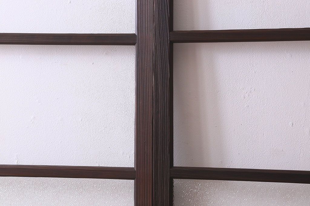 和製アンティーク　ダイヤガラス入り!深みのある木の色合いが素敵なガラス戸(引き戸)