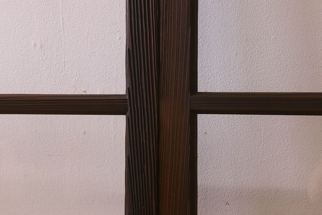 和製アンティーク　ダイヤガラス入り!深みのある木の色合いが素敵なガラス戸(引き戸)