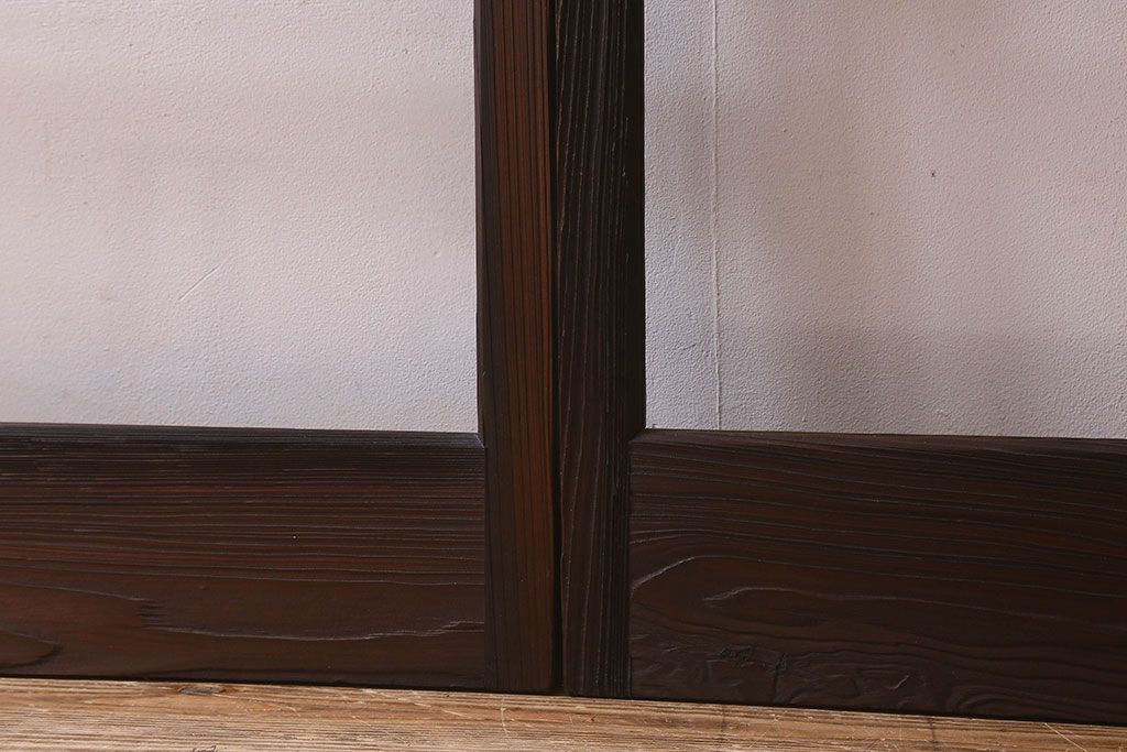 和製アンティーク　ダイヤガラス入り!深みのある木の色合いが素敵なガラス戸(引き戸)