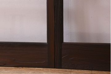 和製アンティーク　ダイヤガラス入り!深みのある木の色合いが素敵なガラス戸(引き戸)