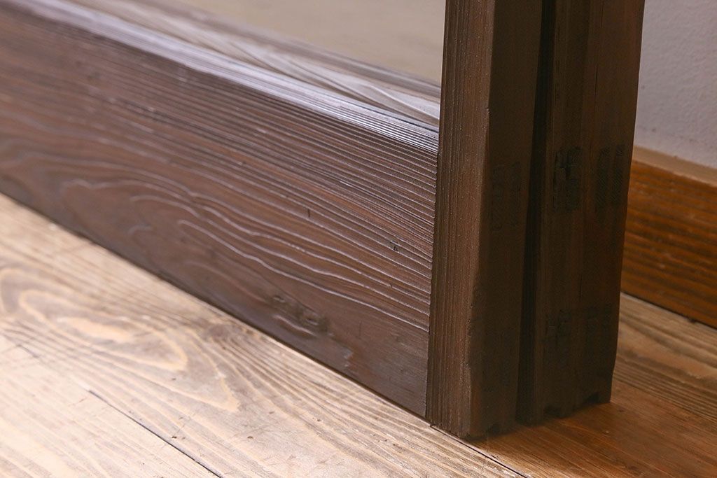 和製アンティーク　ダイヤガラス入り!深みのある木の色合いが素敵なガラス戸(引き戸)